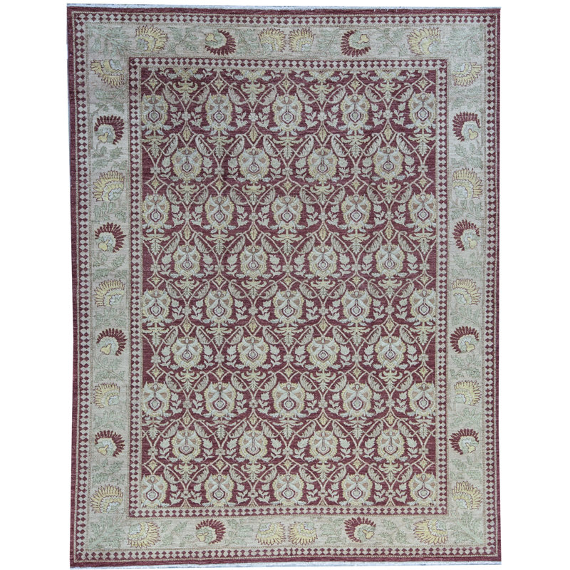 Tapis rouge et beige noué à la main de haute qualité