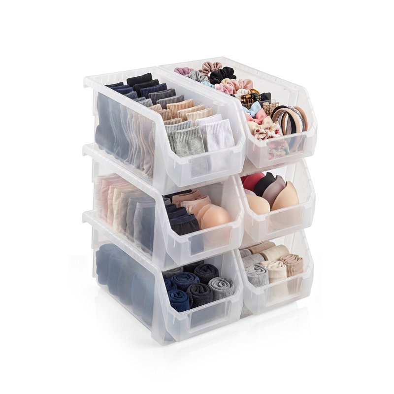 Ensemble de 6 paniers de rangement pour vêtements Sorbus, Clear