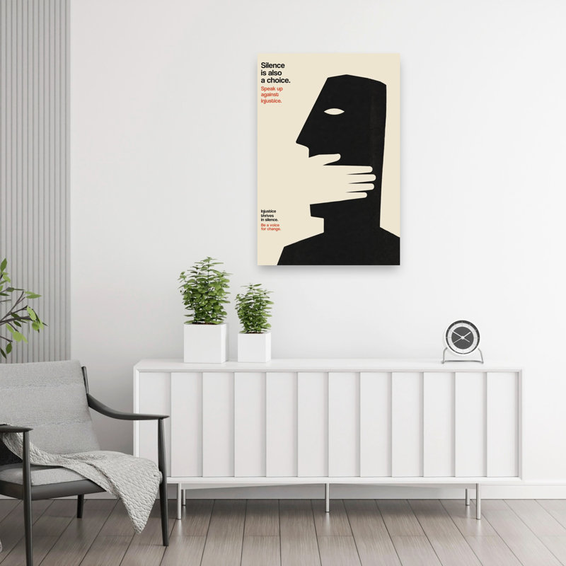 Voix silencieuse abstraite, art mural minimaliste, 36" H x 24" W