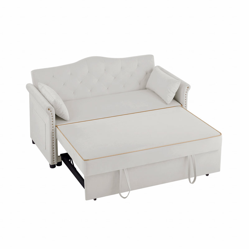 Canapé-lit en velours, Beige