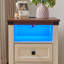 Ensemble de chambre à coucher de ferme 3 pièces, table de chevet avec DEL et station de charge