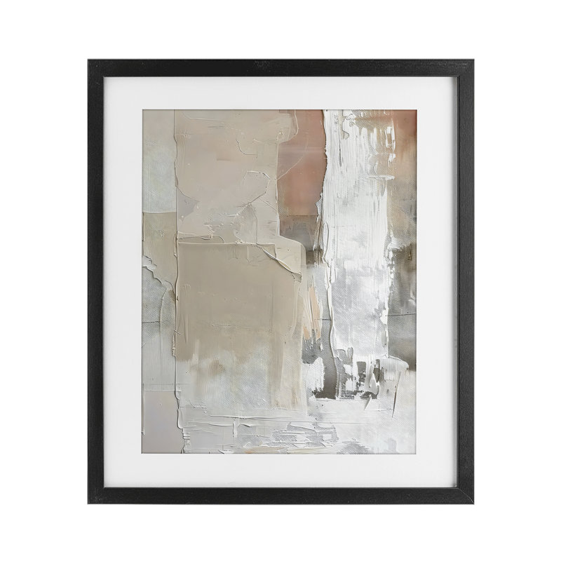 «Subtle Blush», reproduction encadrée abstraite sous verre, conception de Riley B, Cadre noir minuit, H 16 po x l 13 po