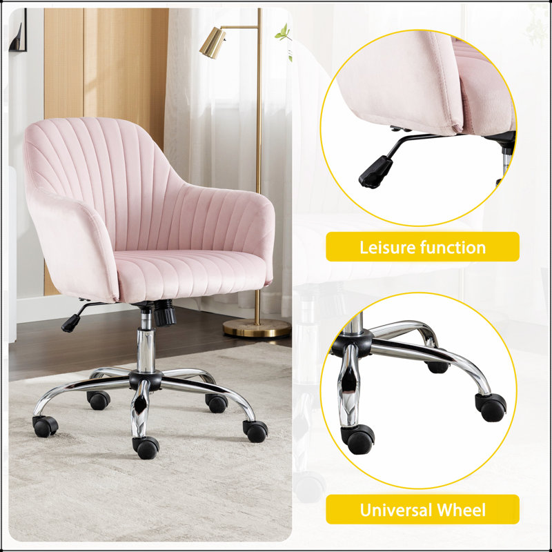 Chaise de bureau moderne, hauteur réglable, roulettes, Rose