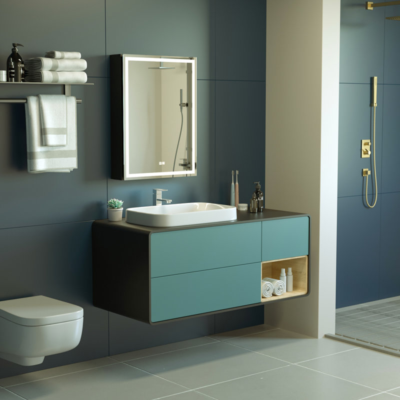 Behare 700 mm H Surface Mirrored Bathroom Cabinets with Mirror and 2 Adjustable Shelves, 70cm H x 50cm W x 13cm D