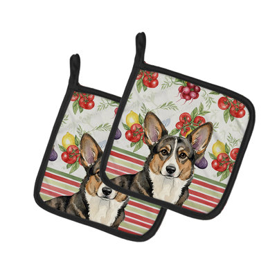 Brindle Cardigan Welsh Corgi Vegetables Pair of Pot Holders