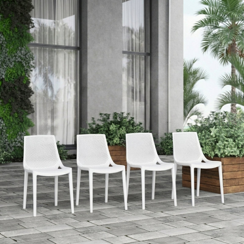 Chaise d'appoint pour l'extérieur empilable Rafael, Blanc