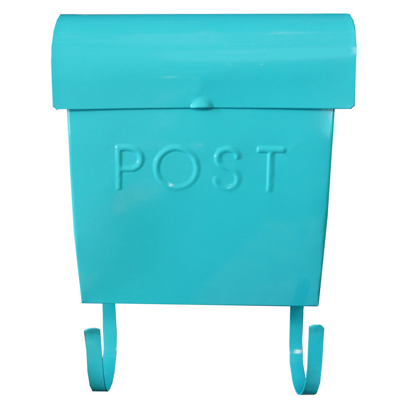 Light Turquoise Aluminum Wall Mounted Mailbox with Newspaper Holder