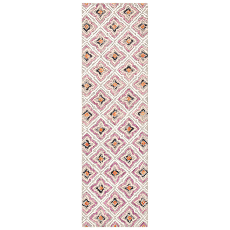 Rubalcava Hand Tufted Wool And Cotton Geometric Rug, Runner 2'3" x 8'