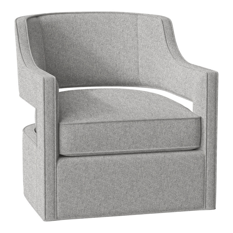 Phoebe Upholstered Swivel Armchair, Perigold Aspen Flannel Light Gray