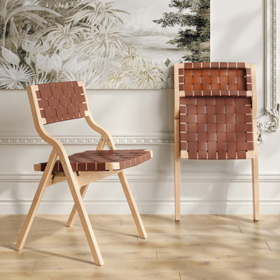 Chaises pliantes en bois, siège tissé