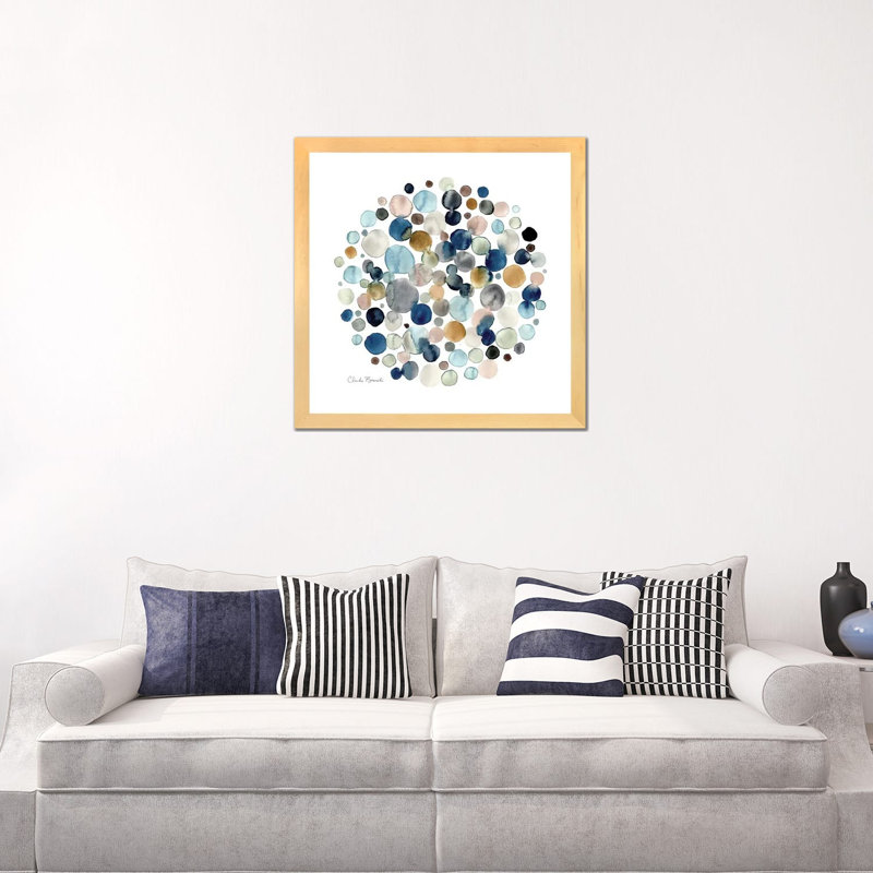 « Molecular » par Claudia Bianchi, reproduction d’art, H 24 po x l 24 po x p 1 po, Blanc, Toile avec cadre en bois beige