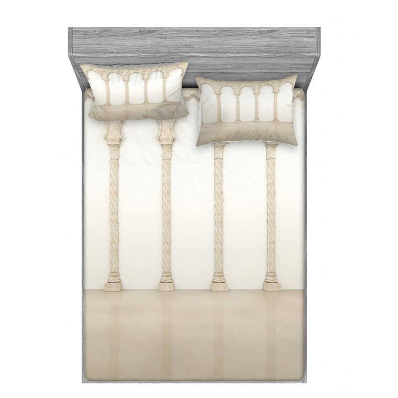 Ensemble de draps architecture avec arches gracieuses, Ensemble de draps pour grand lit avec 2 taies d'or