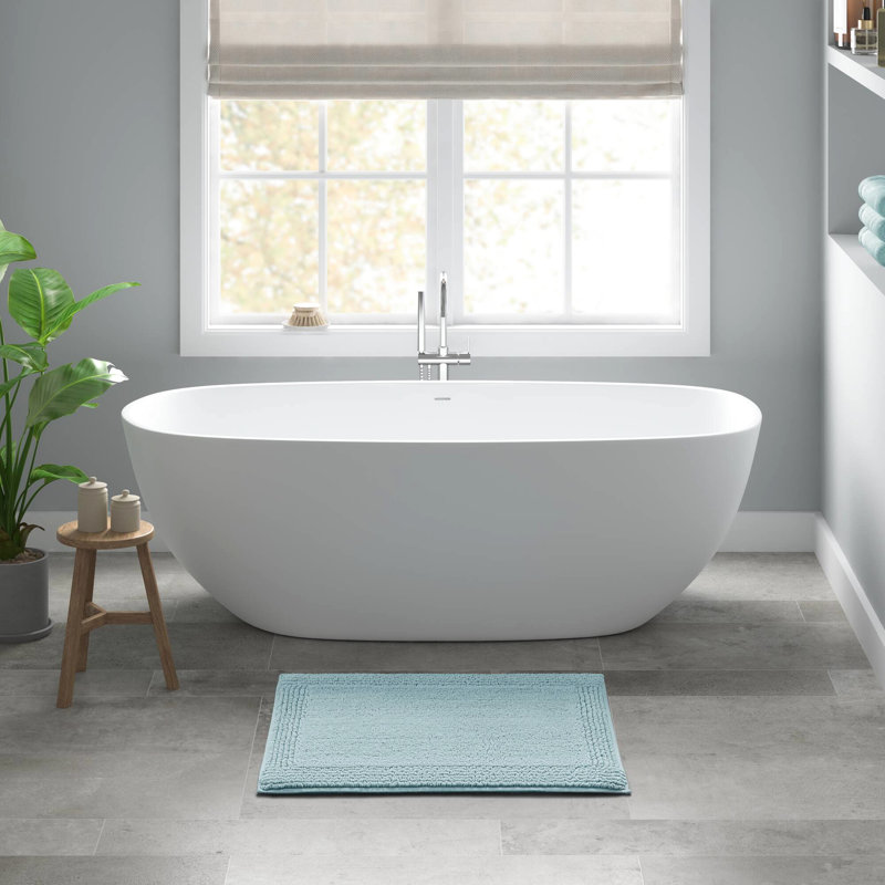 3000 Gsm 20X30" Reversible Blue 100% Cotton Bath Rug - Heavyweight, Soft, Long Lasting Construction, Machine Washable,
