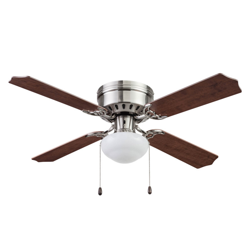 Cherry Hill 42'' Ceiling Fan with Light Kit, Brushed Nickel with Light Oak/Gray Oak Blades