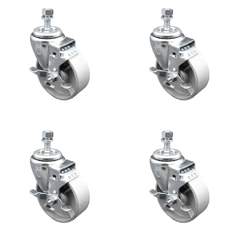 Semi Steel Swvl TS Caster w/4" Wheel&12mm Stem-4 Swvl w/Top Lck BRK