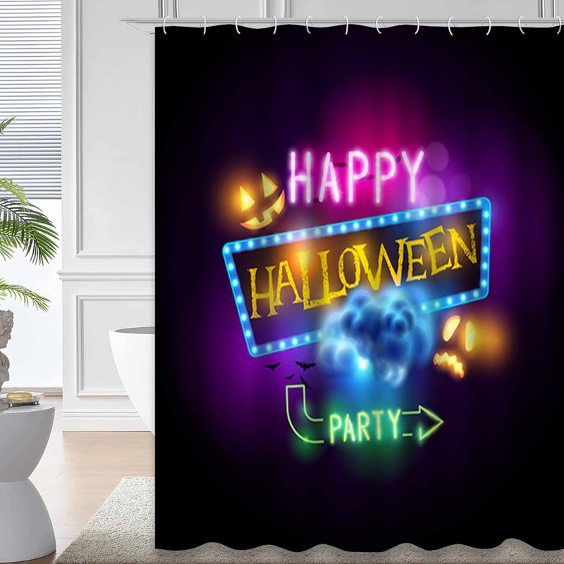 Rideau de douche Jack avec 12 crochets Happy Halloween, L 72 po x l 72 po