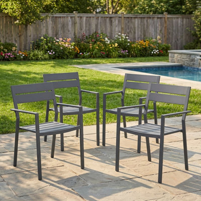 4 Piece Stackable Outdoor Patio Dining Chair Set