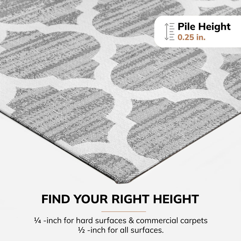 Tapis de chaise de bureau en jacquard de polyester avec support antidérapant Anji, H 0,25 po x l 48 po x P 36 po, Gris