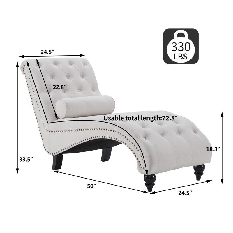 Chaise longue sans accoudoirs Ameerat, Lin beige