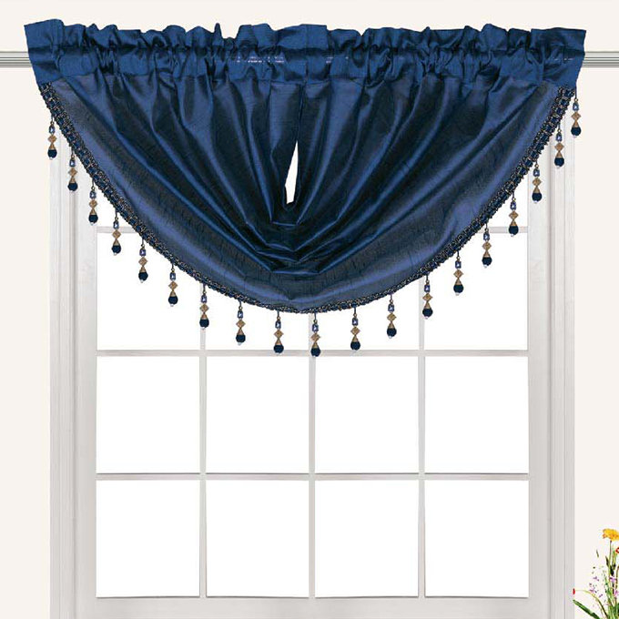  Cantonnière Luxury Waterfall, Bleu marine, L 57 po x L 37 po