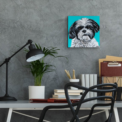 «Black and White Shih Tzu» par Carolee Vitaletti, art mural en verre acrylique