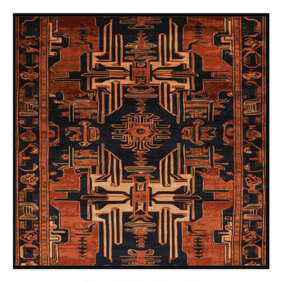 Tapis art déco brun lavable à la machine