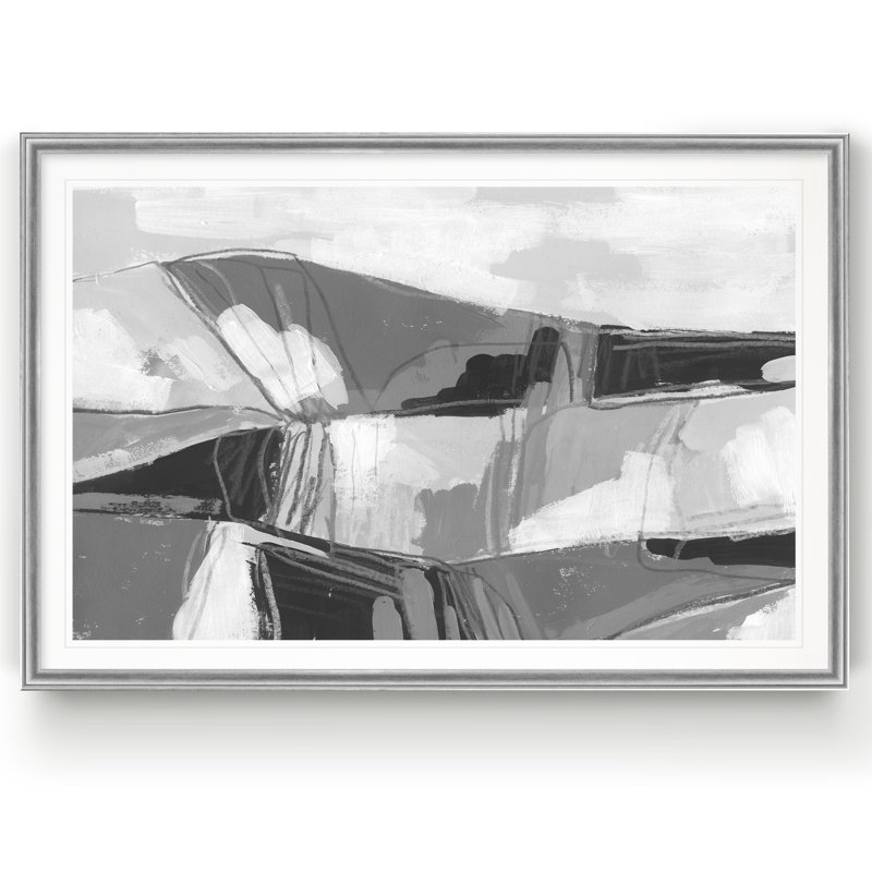 Croquis de paysage neutre II - Étude de croquis antique, sous passe-partout et encadré sous verre, décoration murale pour entrée et couloir