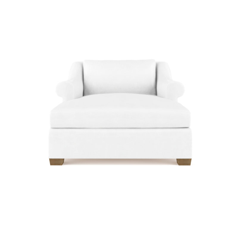 Thompson Chaise Lounge, Plush Velvet Blue Print, Weathered