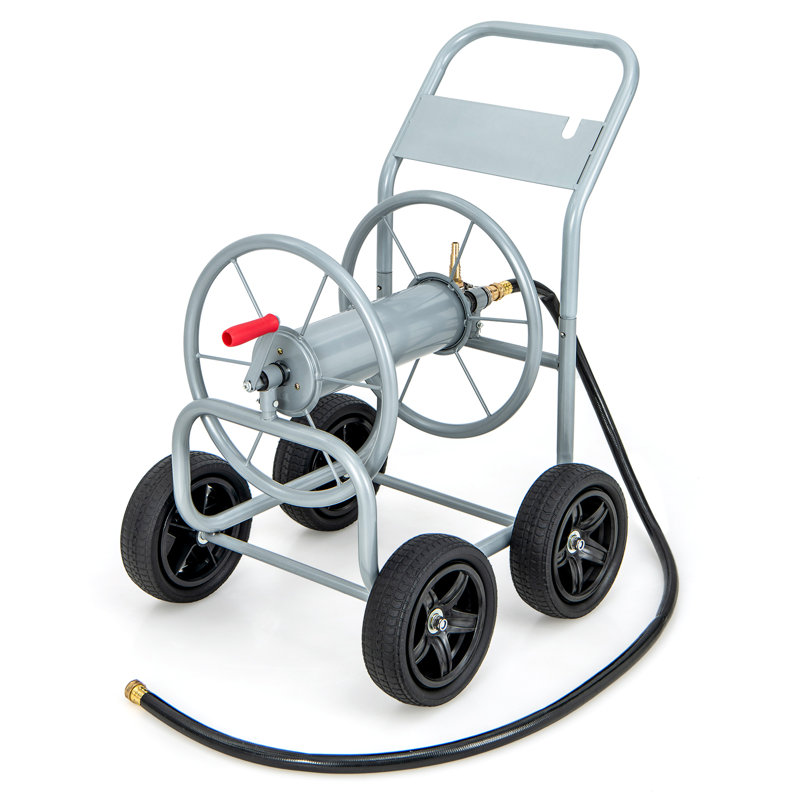 Breanca Metal Freestanding Hose Reel, Silver