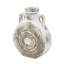 Vase rond rond en céramique au fini blanc usé et brun, H 7,7 po x l 6,1 po