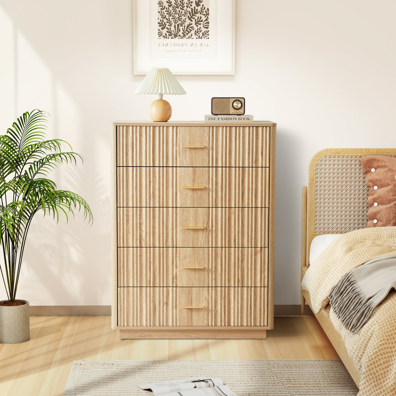 5 Drawer Dresser Chests Storage, Natural