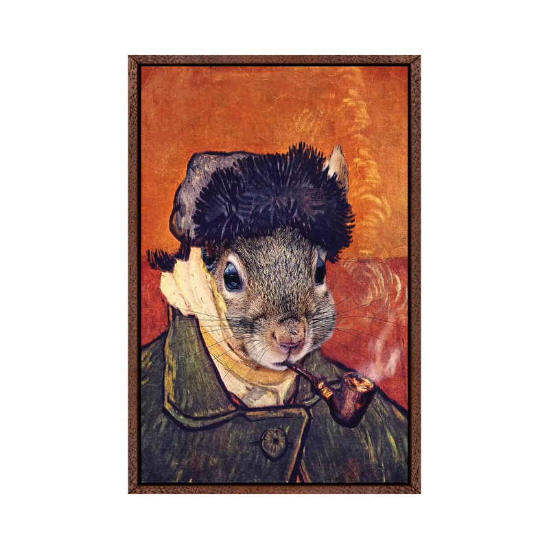 Vincent Selfie by Karen Burke - Print on Canvas, 66.04cm H x 45.72cm W x 3.81cm D, Classic Brown Wood Framed