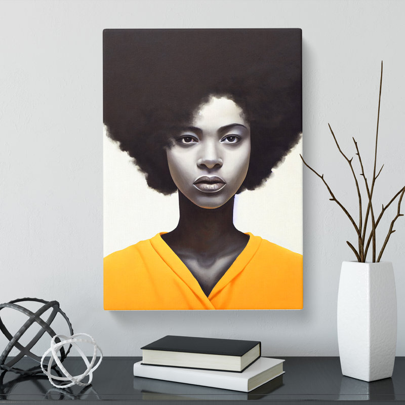 CAN-V0523-2941X Woman With Afro Portrait 1 Piece Wrapped Canvas Wall Art, 60cm H x 40cm W