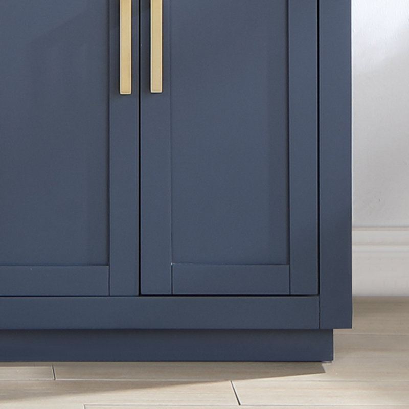 Ensemble de meuble-lavabo double 60 po Gavino, Bleu royal, Or
