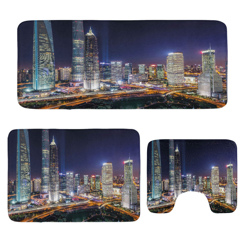  Multicolore ensemble de tapis en U et rectangulaires pour salle de bain Urban