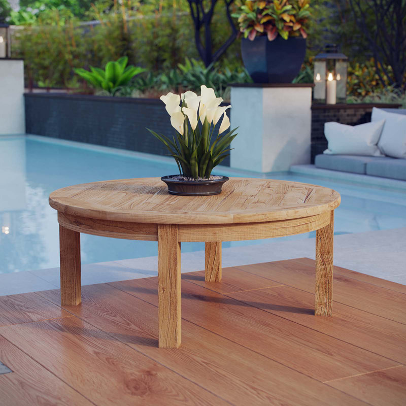 Marina Natural Teak Wood Outdoor Round Coffee Table