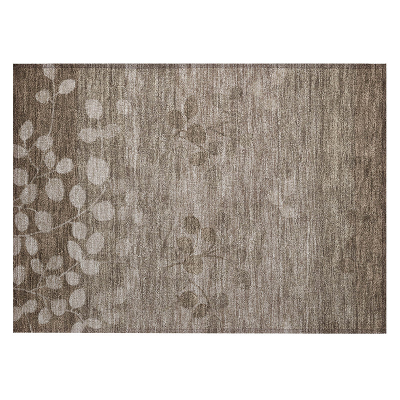 Machine Washable Indoor/Outdoor Xhevrie Taupe Rug, Rectangle 1'8" x 2'6"