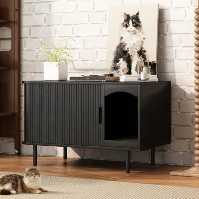 Cat Litter Box Enclosure With Cat Scratch Pad Side Table