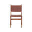 Ensemble de 2 chaises de salle à manger rembourrées, fauteuil d'appoint tissé en cuir véritable, structure en bois franc rustique, brun