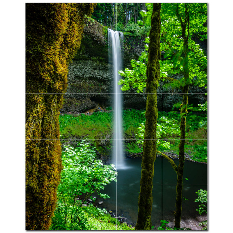 Murale en céramique satinée 8 "x 8" Waterfalls Photo