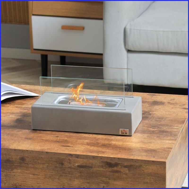 Foyer de table intérieur / extérieur 13 po avec couvercle en acier inoxydable | Béton | Gris clair