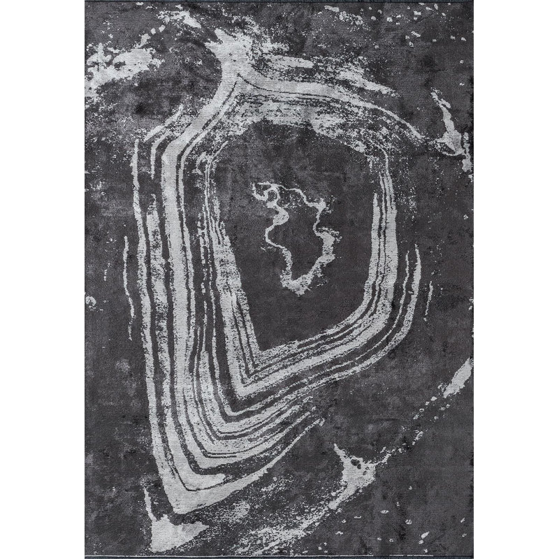 Ramik Abstract Hand Loom Indoor / Outdoor Area Rug, Rectangle 5'3" x 7'6"