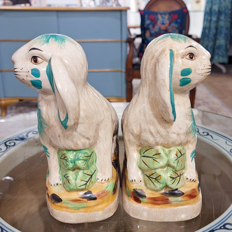 Animals Figurines & Sculptures, Green/Cream