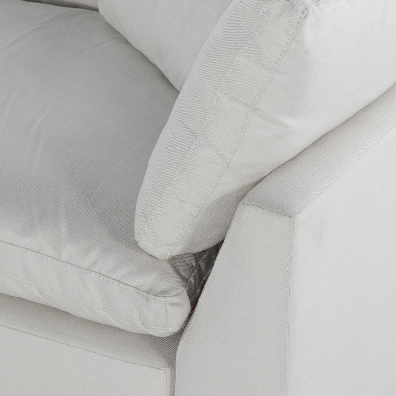 Stevie 165" Wide Right Hand Facing Anders Ivory Sofa & Chaise with Ottoman, Anders Ivory Polyester