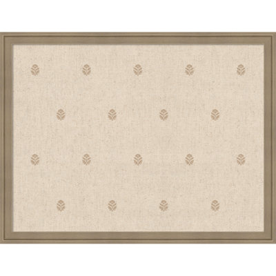 Tableau magnétique encadré en tissu beige avec imprimé de blocs botaniques en lin