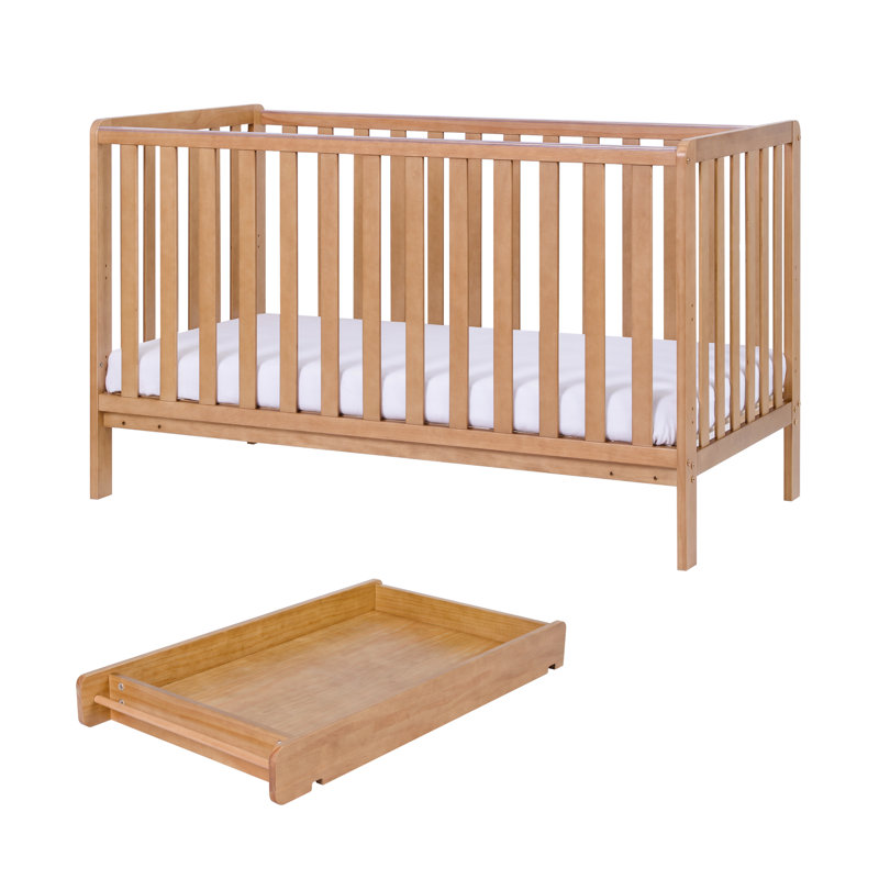 Tutti Bambini Malmo Cot Bed with Mattress and Cot Top Changer, Oak