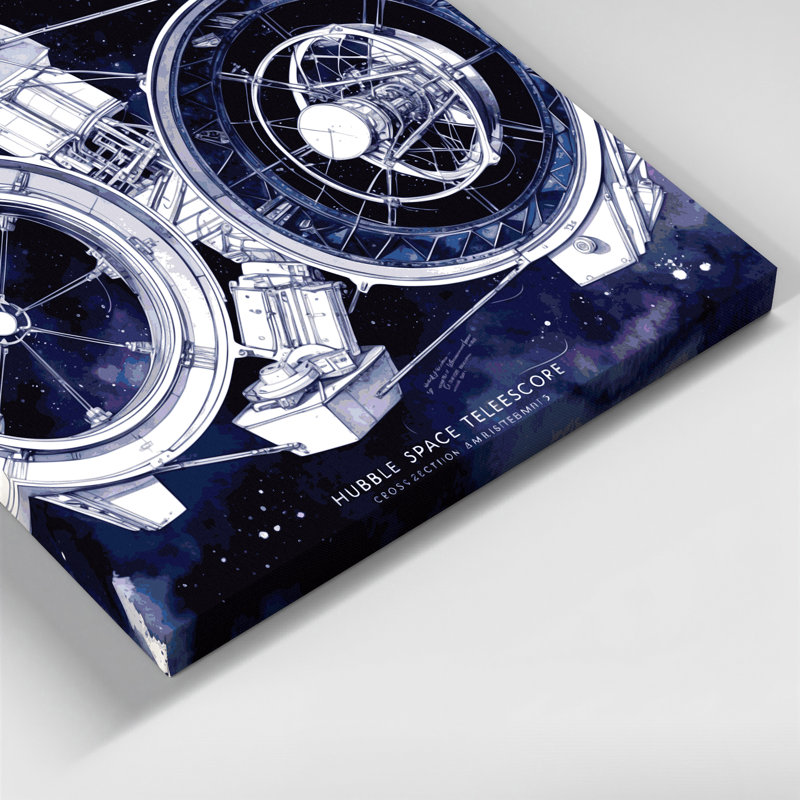 «Space Hubble Space Telescope», art mural sur toile grise, H 11 po x l 14 po