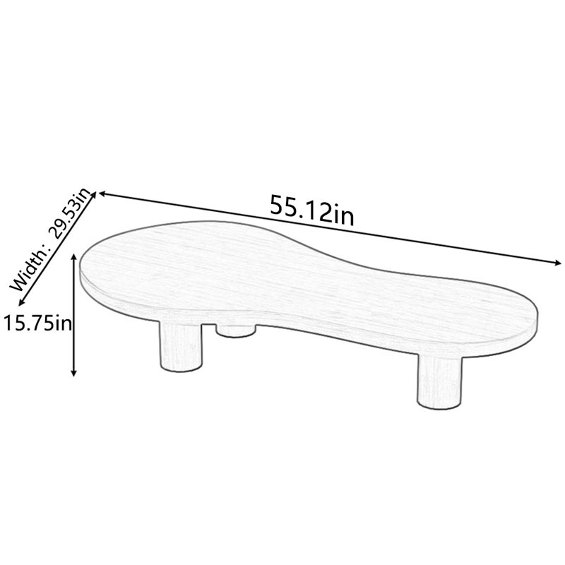 Table basse multifonctionnelle en bois massif, H 15,75 po x L 55,12 po x l 29,53 po, Noir, noir, noir, noir