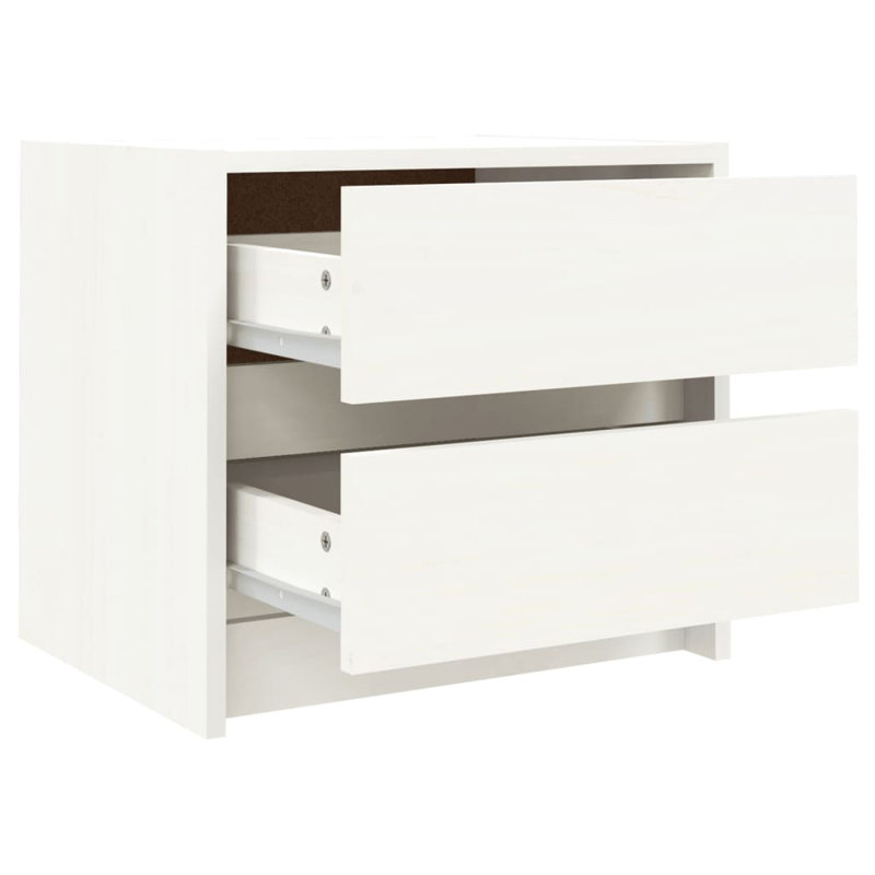Micko 40cm W Solid Wood Bedside Table, White