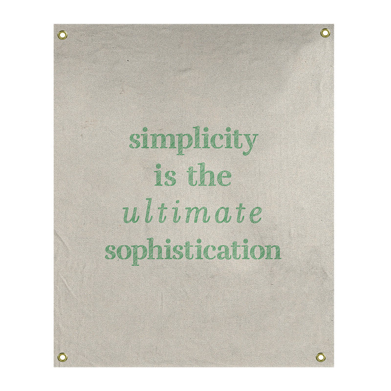 Tapisserie à citation simple et sophistiquée en polyester, H 36 po x l 26 po, Blanc / Vert